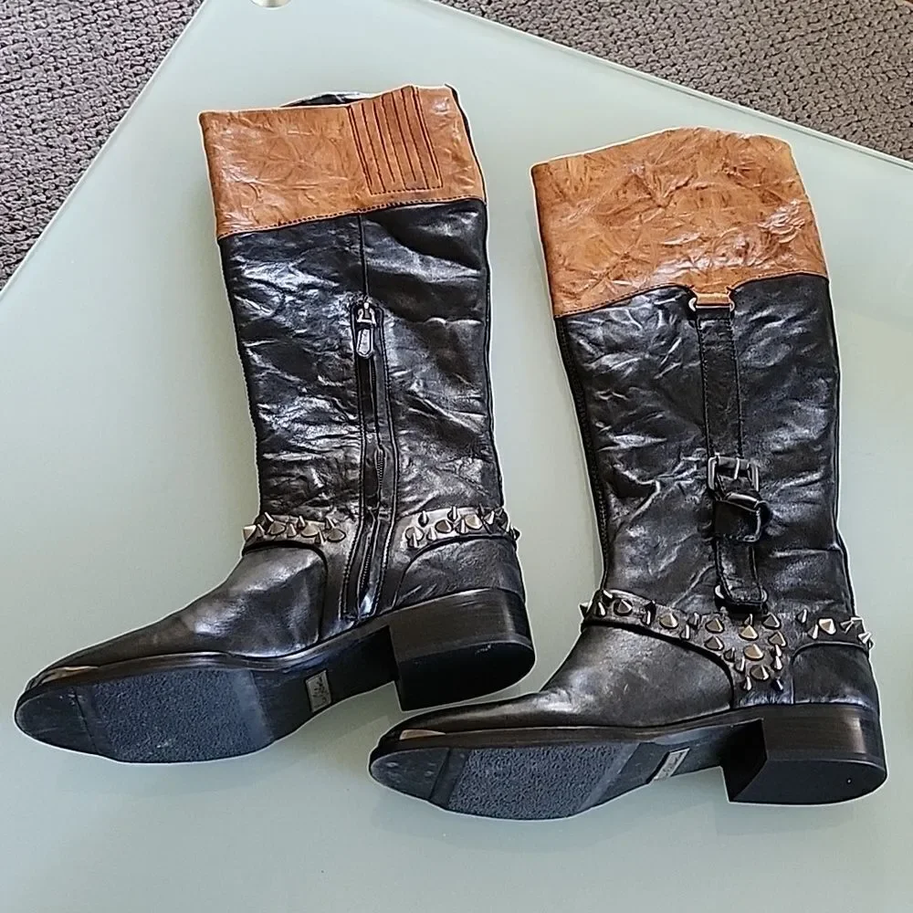 Sam Edelman Leather Park Harness Riding Boots Size 7.5 Like New